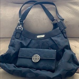 Navy Blue coach monogram with matching wallet